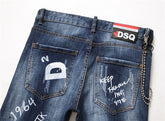 DENIM jeans famous D2 zipper blue hole Pencil Pants - Swefashionstore