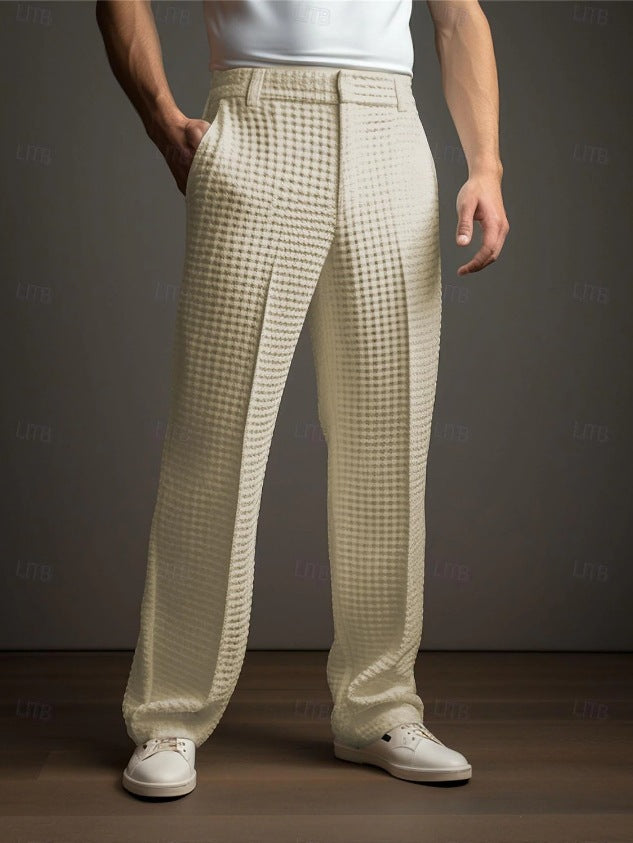 CASUAL Versatile Business Straight Men's Waffle SUIT Pants