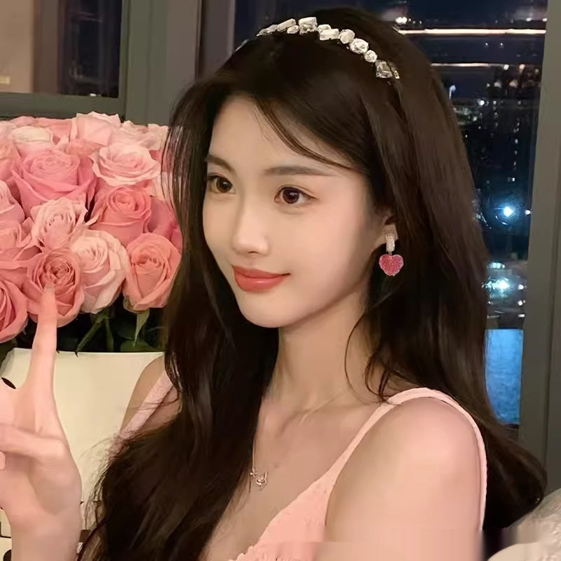 Love Is Full Of Peach Heart Earrings Temperament And High Sense - Swefashionstore