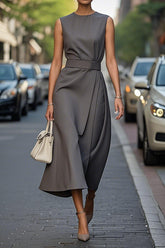 Summer Irregular Sleeveless Dress With Belt Fashion Temperament Slim Back Zipper Dresses For Women Clothing - Swefashionstore