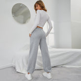 Simple Straight Casual Pants High Top Sports Fleece-lined Trousers - Swefashionstore