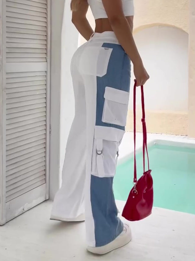 Patchwork Contrast Pocket CARGO Jeans - Swefashionstore