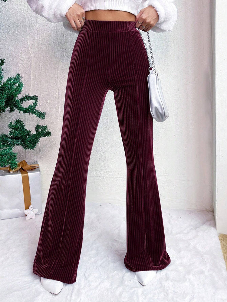 High Waist Lamp Wick Corduroy Bell-bottom Pants Wide Leg Women - Swefashionstore