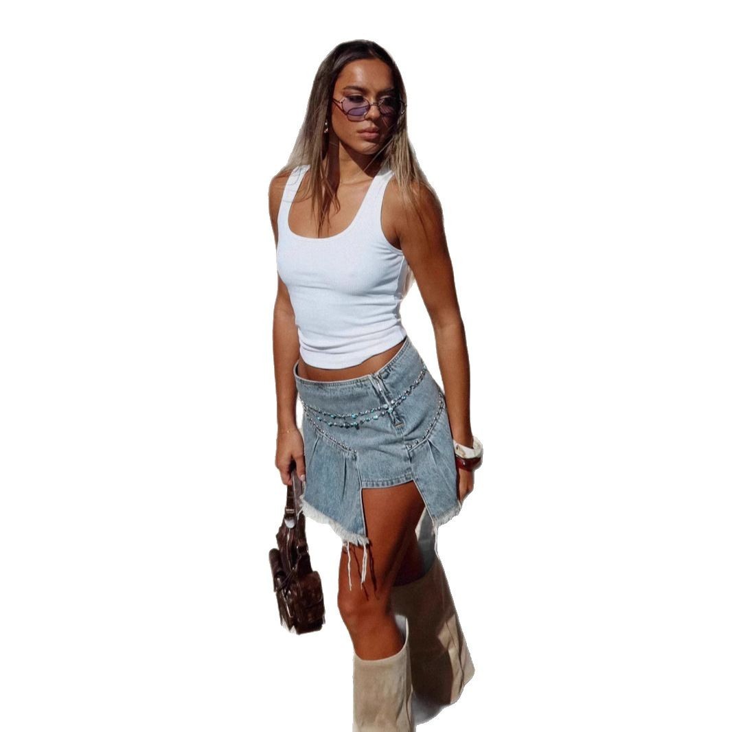 Rivet Irregular Pleated A- Line Women&