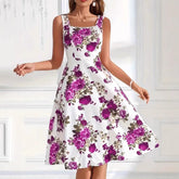 SLIM-FIT Suspender Dress Fashionable Flower Print - Swefashionstore