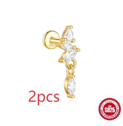 S925 Sterling Silver Moon Diamond Embedded Star Ear Rings - Swefashionstore