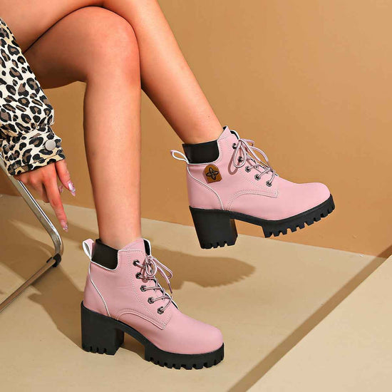 Chunky Heel Plus Size Martin Boots - Thick Bottom Fashion All-Match Plus Size Chunky Heel Boots