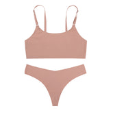 Women Seamless Bra Set Thong Low Waist Panties Wire Free Bra Female Underwear Set - Swefashionstore