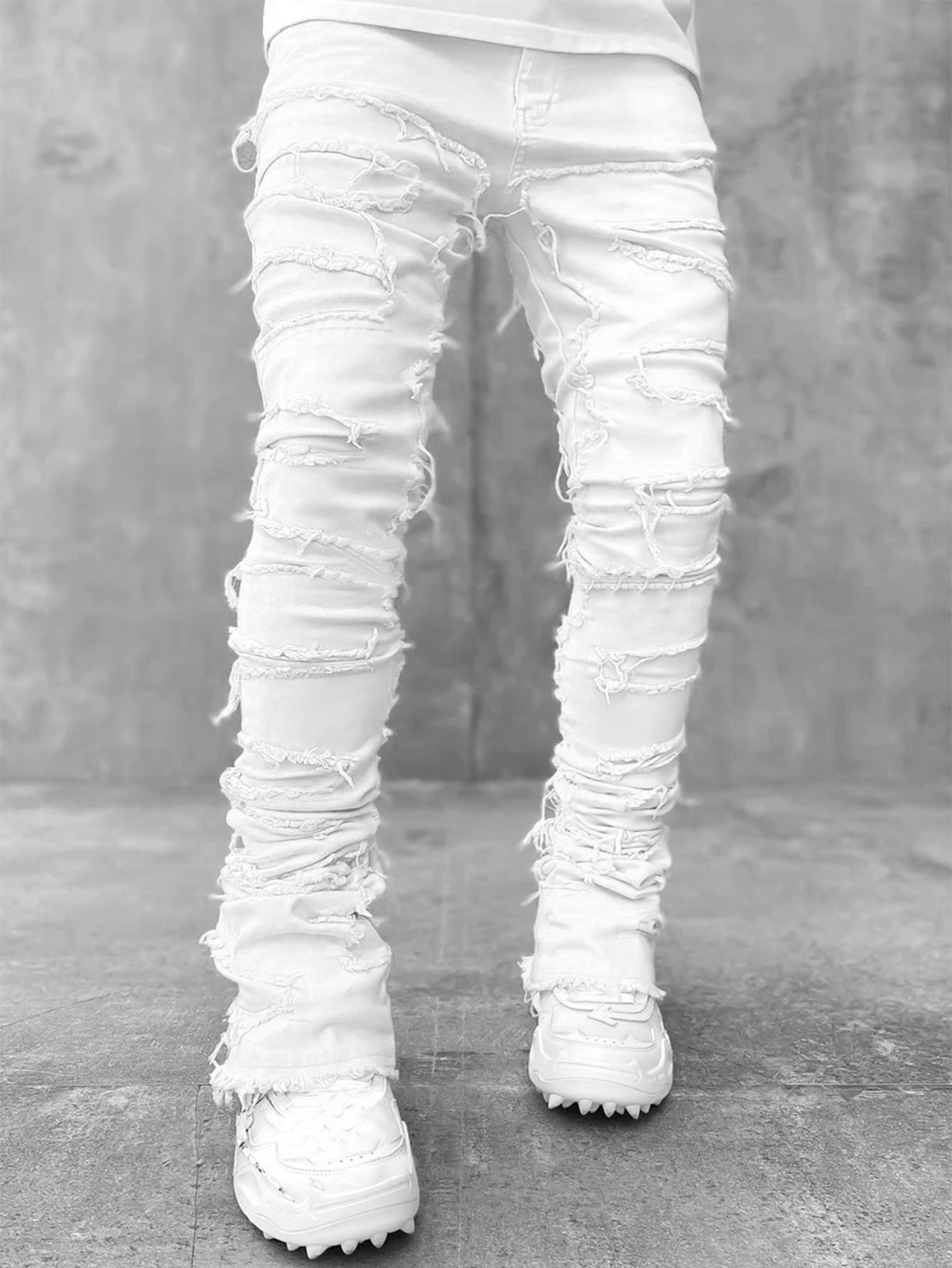 Long Tight Fit Stacked Jeans For Mens Clothing - Swefashionstore