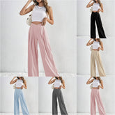 Summer New Solid Color Pleated Casual Wide-leg Pants - Swefashionstore