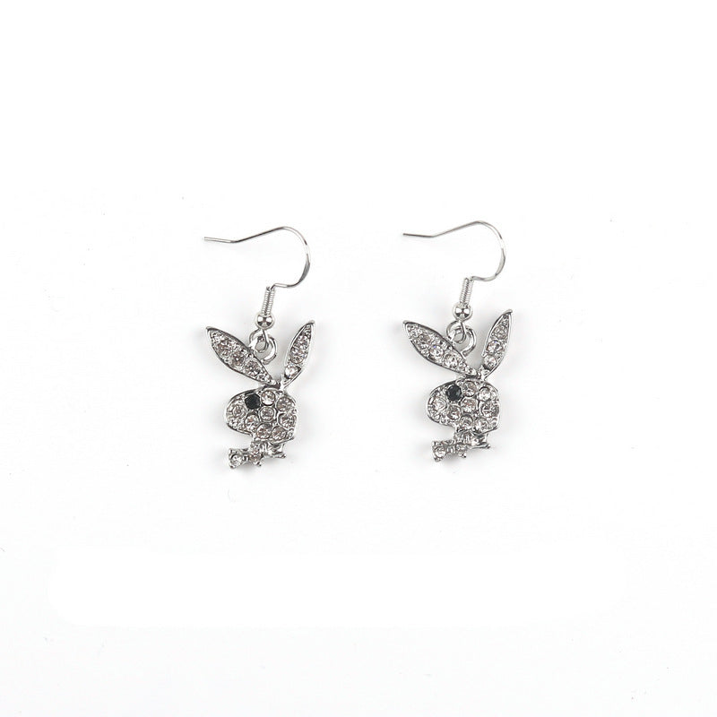 Cute Full Diamond Rabbit Stud Earrings Women - Swefashionstore