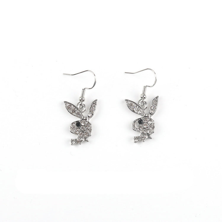 Cute Full Diamond Rabbit Stud Earrings Women - Swefashionstore