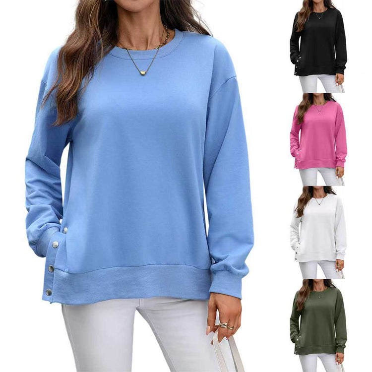 European And American Autumn And Winter Solid Color Long-sleeved Top Women - Swefashionstore