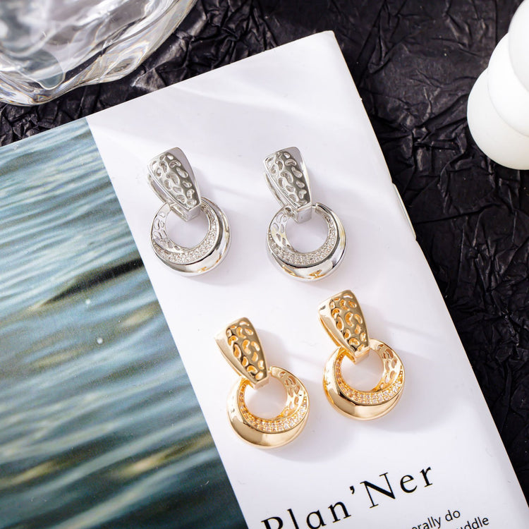 Hollow Round Moon Rose Earrings For Women - Swefashionstore