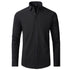 Solid Long Sleeve Shirt Fashion Slim Lapel Button Office Business Shirt Men&