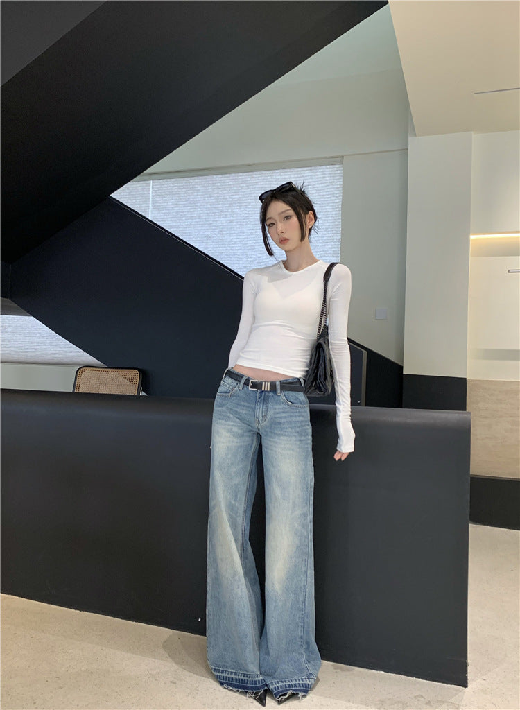 Modische, amerikanische Retro-Jeans mit niedriger Taille und lockerer Passform