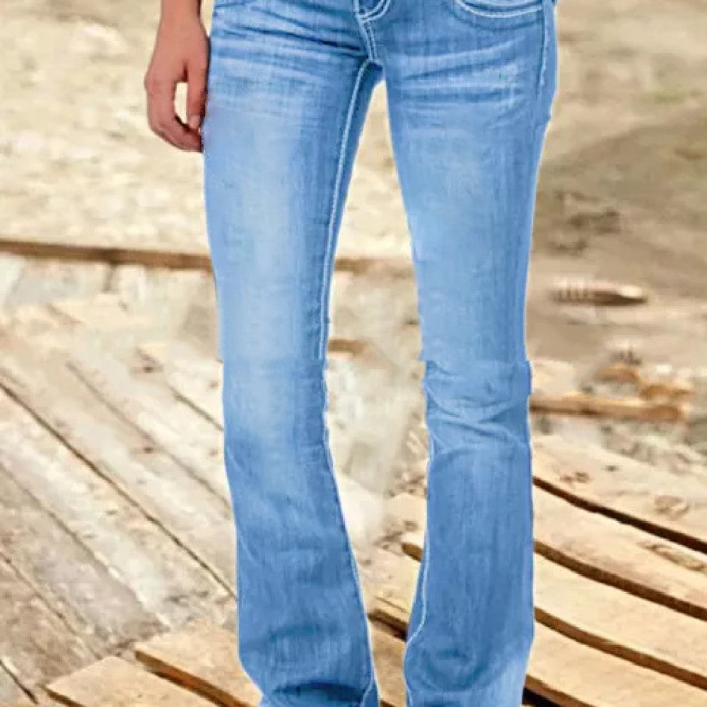 Denim Damen Low-Waist Flare Baumwolljeans