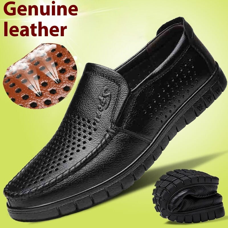 Casual sandals made from genuine cowhide leather with a breathable and non-slip rubber sole.