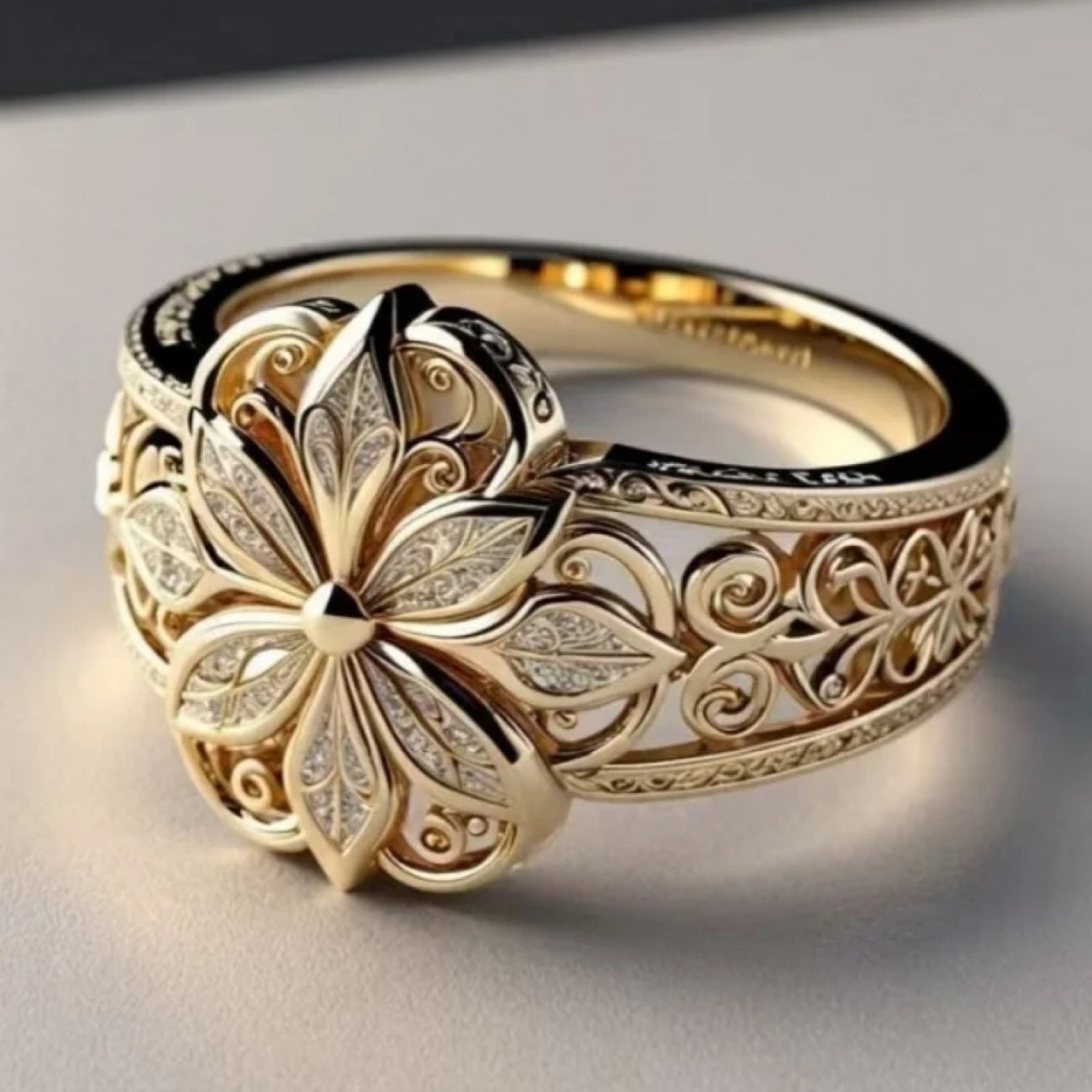 French Hollow Court Ring Small Flower Index Finger Ring Fashion Lady - Swefashionstore
