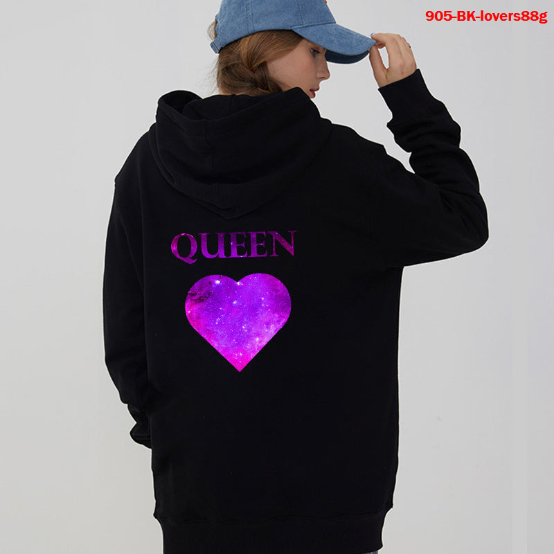 Women Hoodies King Queen Printed Sweatshirt Lovers - Swefashionstore