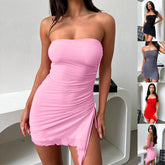 Y2K Tube-top Split Dress for Trendy Summer Style - Swefashionstore