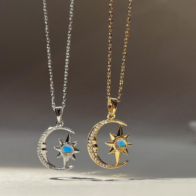 9 Moon Star Zircon Pendant Necklace