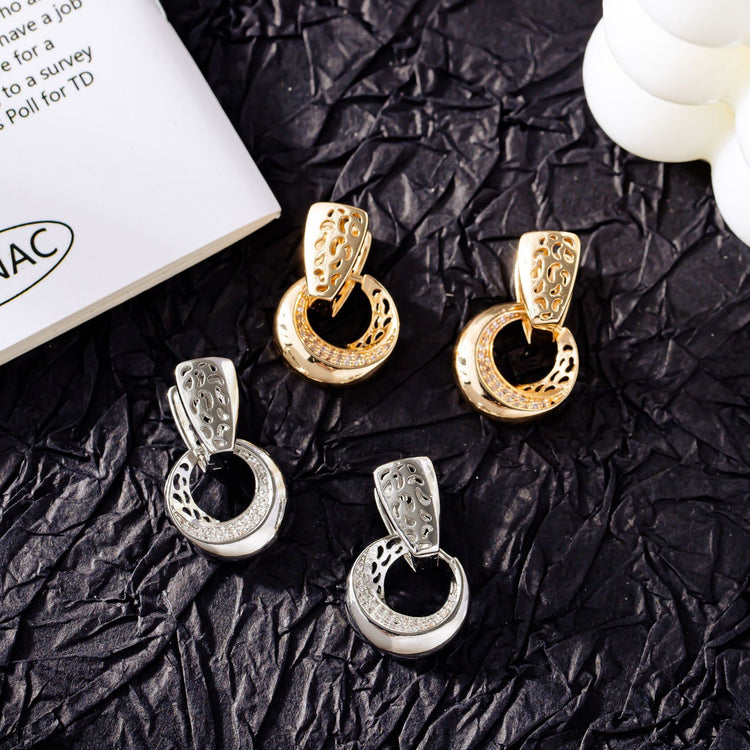 Hollow Round Moon Rose Earrings For Women - Swefashionstore