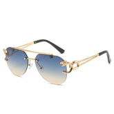 Rimless Leopard Head Sunglasses Women Men&