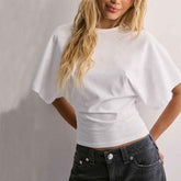Summer Batwing Sleeve T-shirt with Stylish Design - Swefashionstore