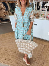 Summer Bohemian Print Lantern-Sleeved Dress Clothing For Women - Swefashionstore