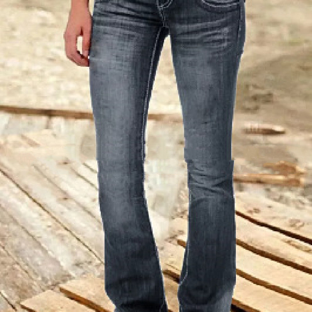 Denim Damen Low-Waist Flare Baumwolljeans