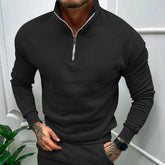 Solid Color Zipper Sweatshirt Men&