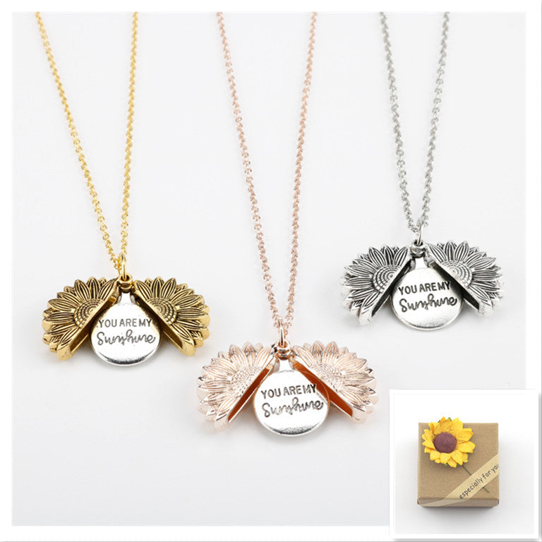Sunflower Double Lettering Necklace - Swefashionstore