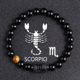 Twelve Constellation Black Glass Tiger-eye Bracelet - Swefashionstore