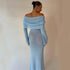 New One-shoulder Knitted Long-sleeved Dress - Swefashionstore