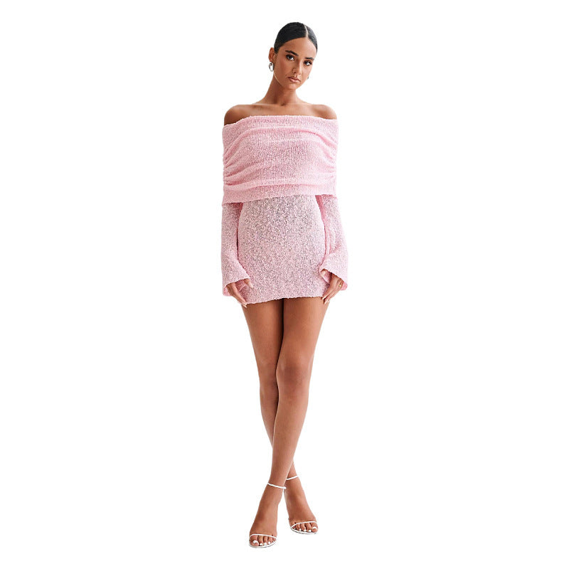 New Summer Knitted Dress Elegant Stylish Mini Neck Dress