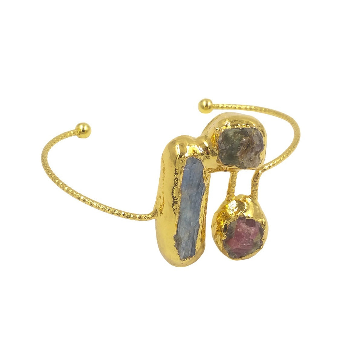 Verstellbares Armband mit unregelmäßigem Turmalin-Blaustein im klassischen Design