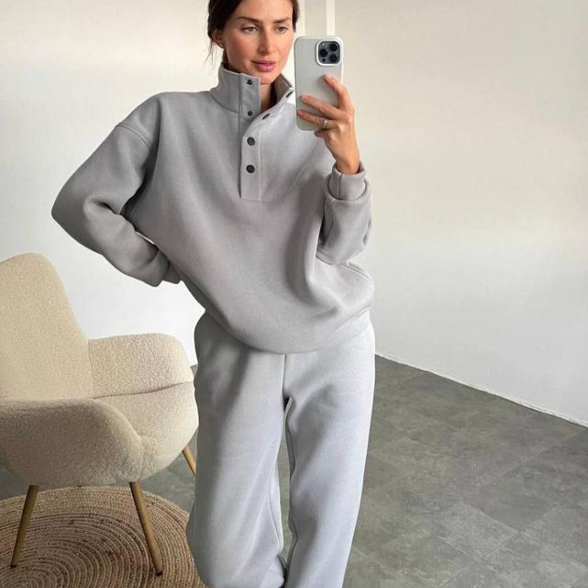 Lässige Pullover Lange Hose Set Warm Hoodie Für Frauen 2 Stück
