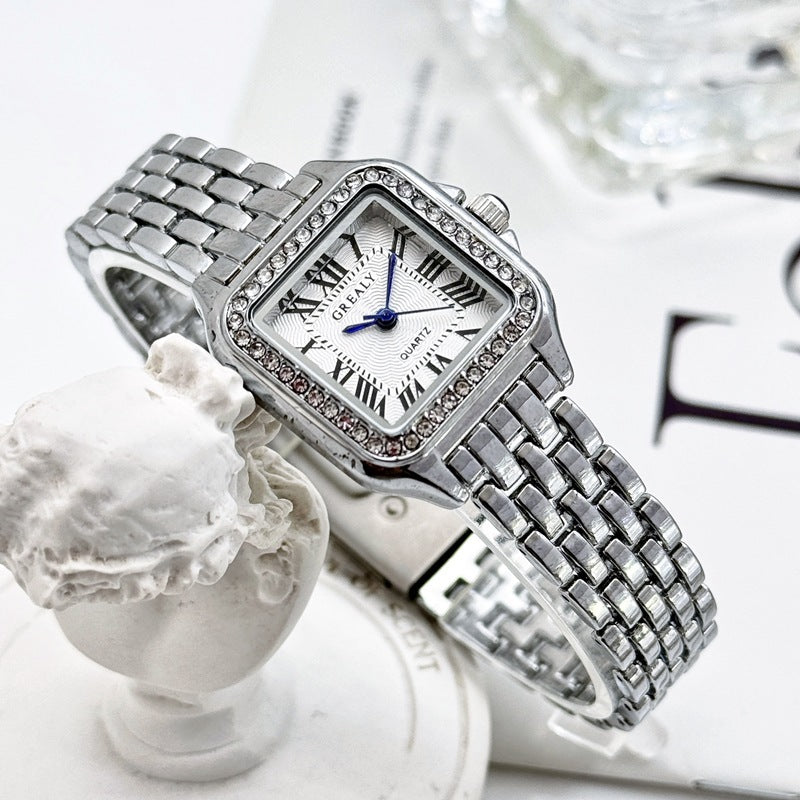 Classic Retro-Square Waterproof Women's Diamond-embedded Watch