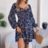 Fashion Floral Print Lantern Sleeve Dress - Swefashionstore