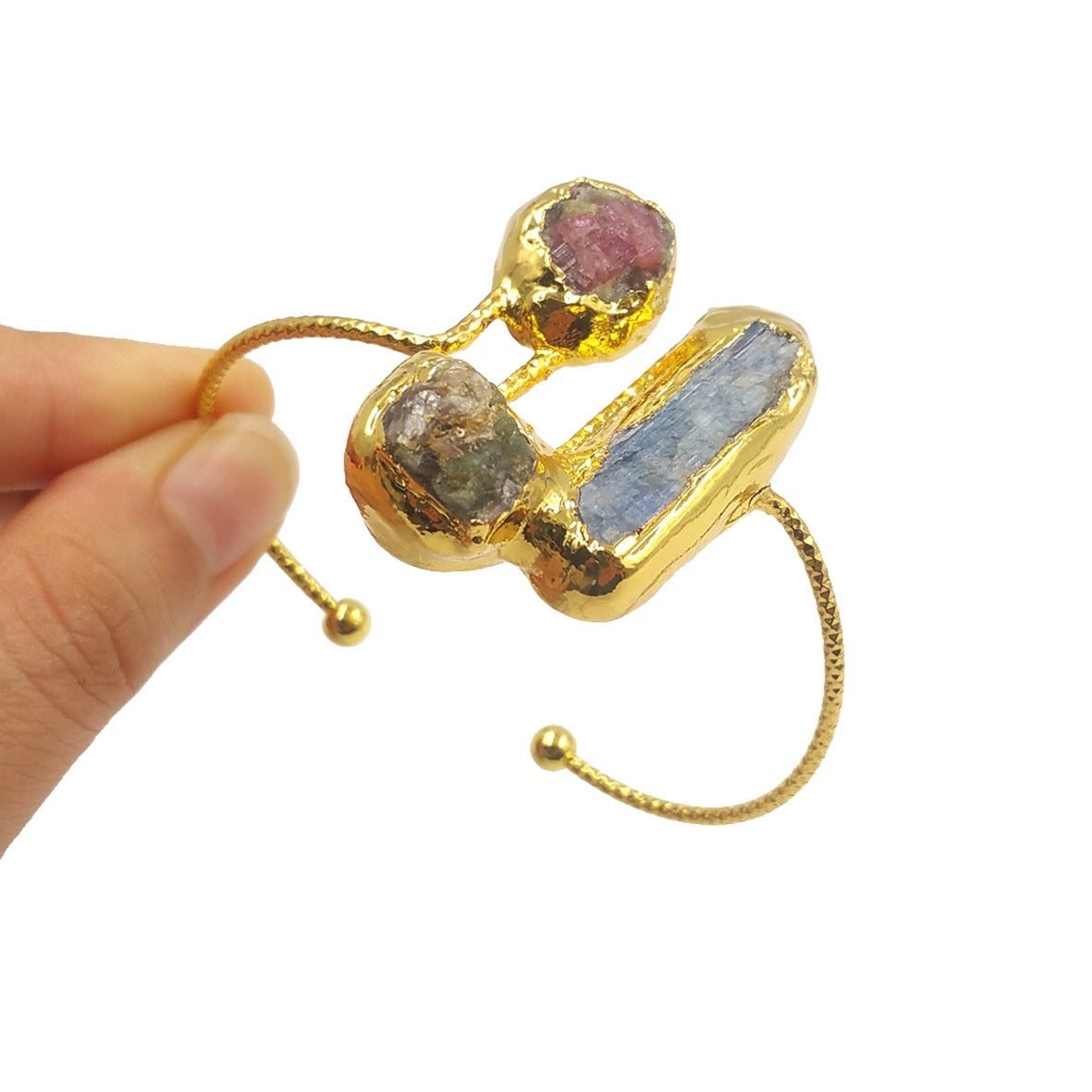 Classical Design Irregular Tourmaline Blue Stone Adjustable Bracelet - Swefashionstore