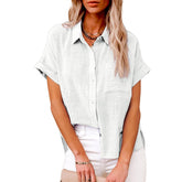 Summer Lapel Short Sleeve Shirt With Pockets - Swefashionstore