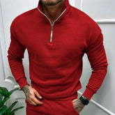 Solid Color Zipper Sweatshirt Men&