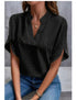 SUMMER Short-sleeved CHIFFON V-neck Shirt - Swefashionstore