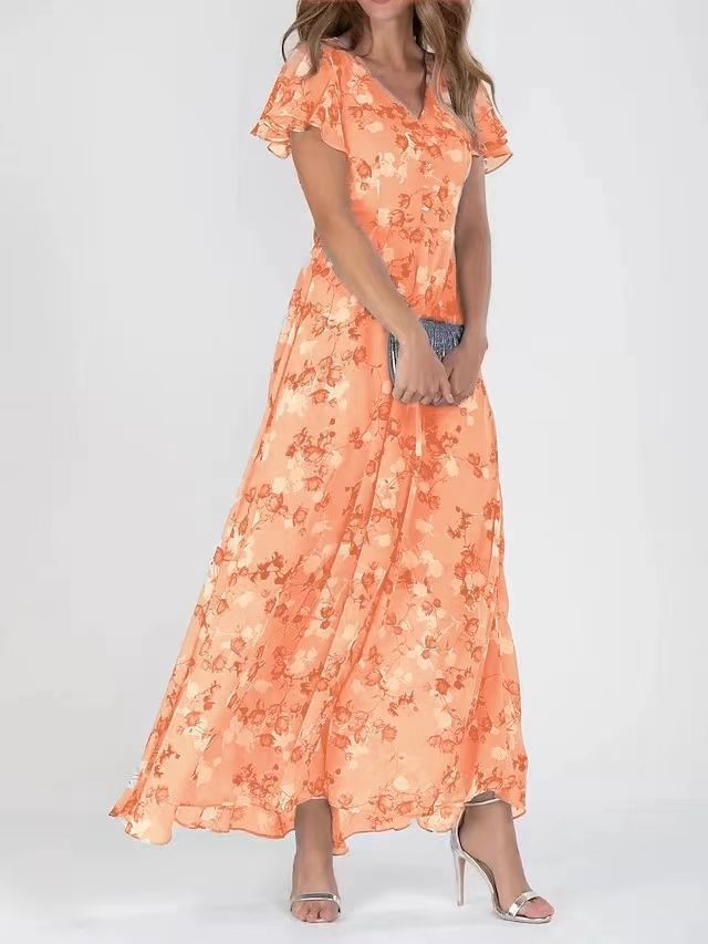Flowers Print Short Sleeve Summer Fashion Dress - Swefashionstore