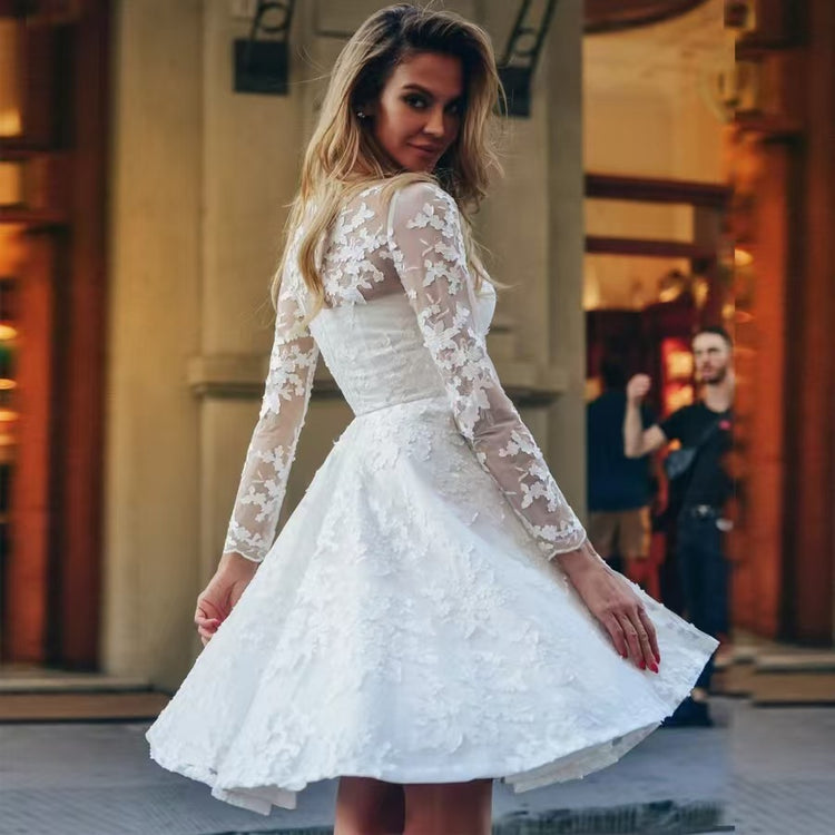 Wedding Dress White Vintage Lace Women Dress - Swefashionstore