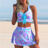 Split Swimwear Skirt Conservative Large Print - Swefashionstore