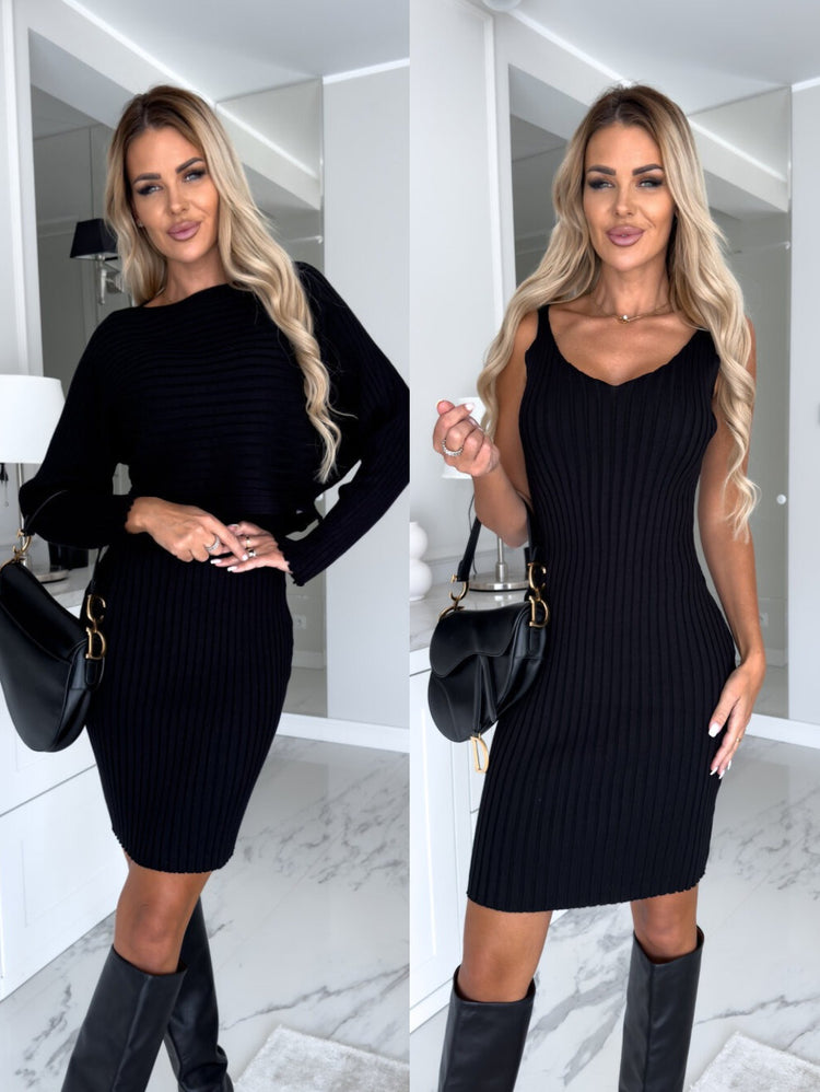 Women Suit with Solid Stripe Long-Sleeved Top and Skirt for Stylish Elegance - Swefashionstore