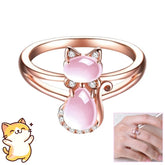 Rose Gold Plated Crystal Cute Animal Cat Ring Hibiscus Stone Crystal Diamond Ring Women Party Jewelry For Pet Lovers - Swefashionstore
