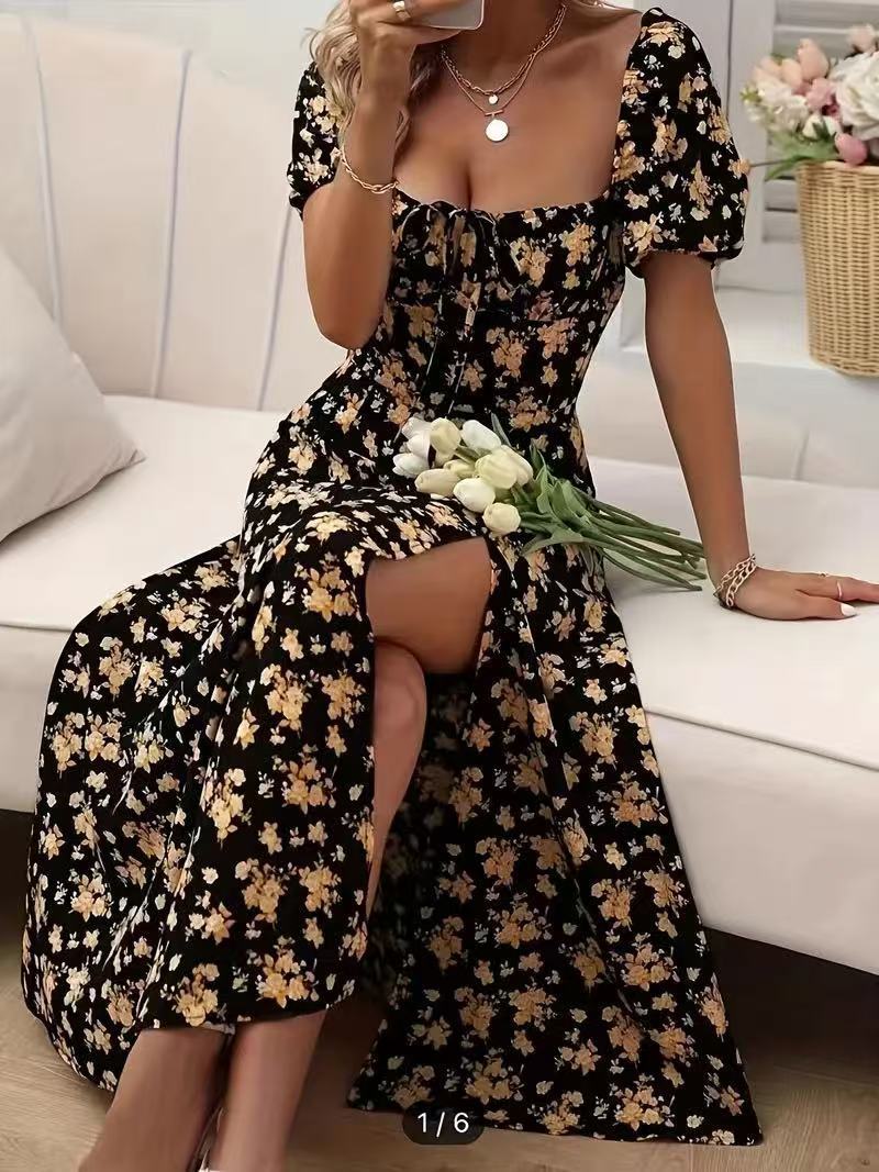 Summer Fashion Lace-up Beach Long Dresses Women&